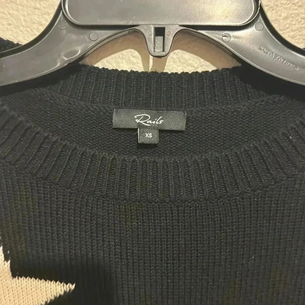 Rails Perci Black & White Star Cashmere Blend Crew Neck Sweater Cotton/Cashmere - Picture 4 of 6